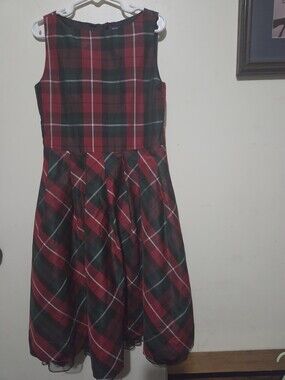 GAP Red and Green Plaid Fit-and-Flare Holiday Dress